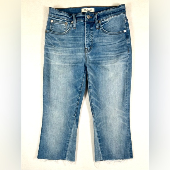 MADEWELL Womens Cali Demi Boot Crop Frayed Hem Jeans 26 Light Wash Mid Rise Boho - Picture 1 of 14